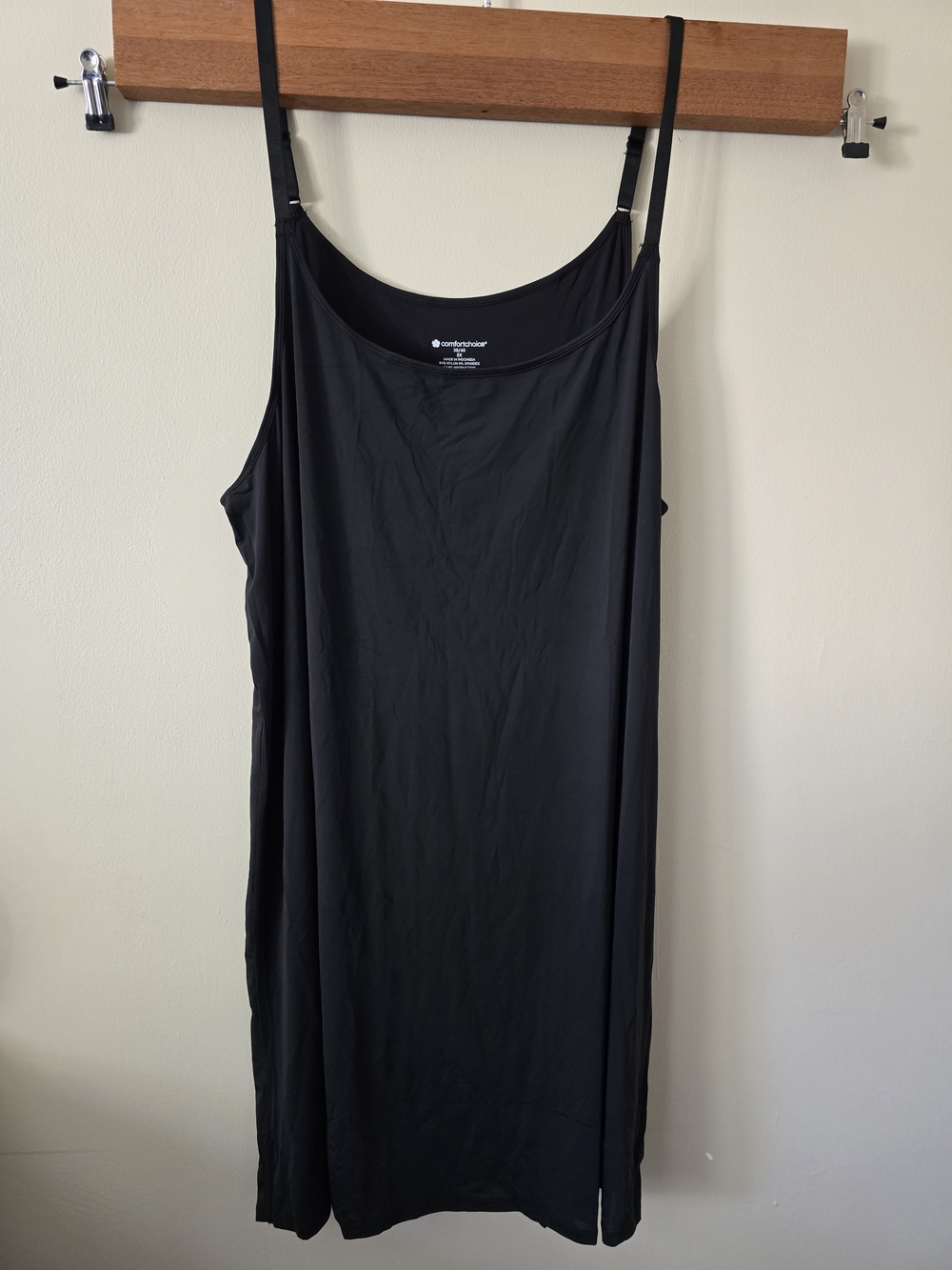 Comfort Choice Black Slip Dress with Adjustable Straps